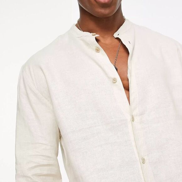 Bershka Linen shirt in Ecru S NWT‎ IN PACKAGING - Picture 3 of 8